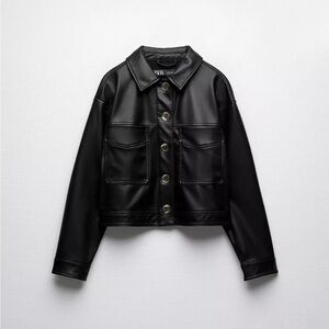 Zara Gold Button Faux Leather Jacket
